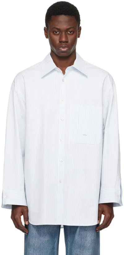 Shop Wooyoungmi White Striped Shirt In 824l Blue