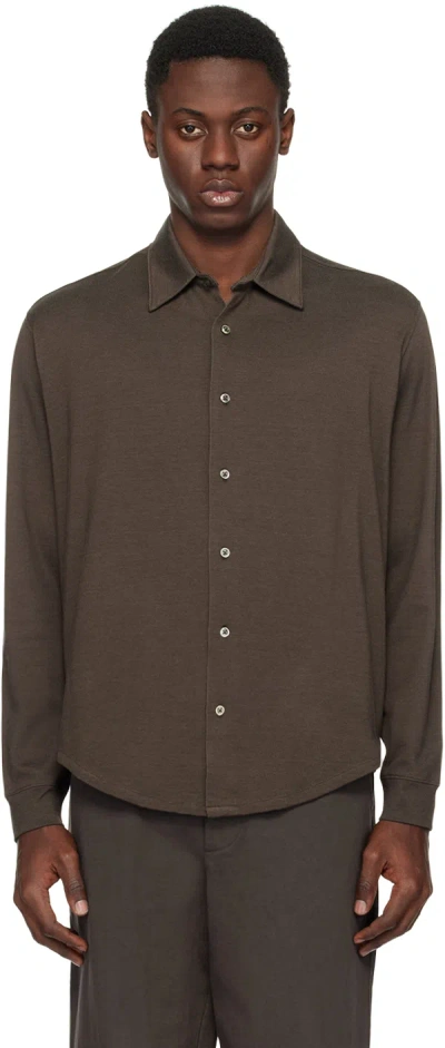 Shop Lady White Co. Brown Button-down Shirt In Pearl Bark