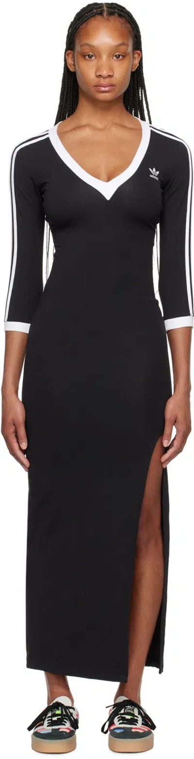 Shop Adidas Originals Black 3-stripes Maxi Dress
