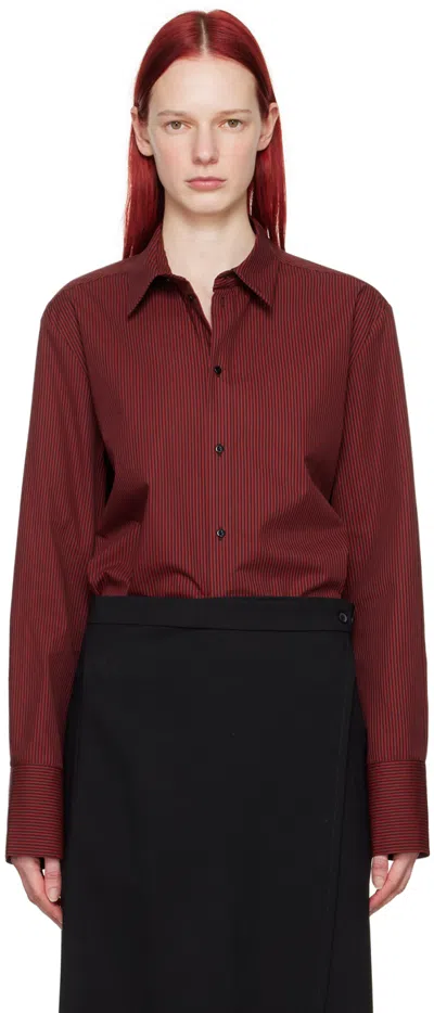 Shop La Collection Red Adam Shirt In Striped Red Black