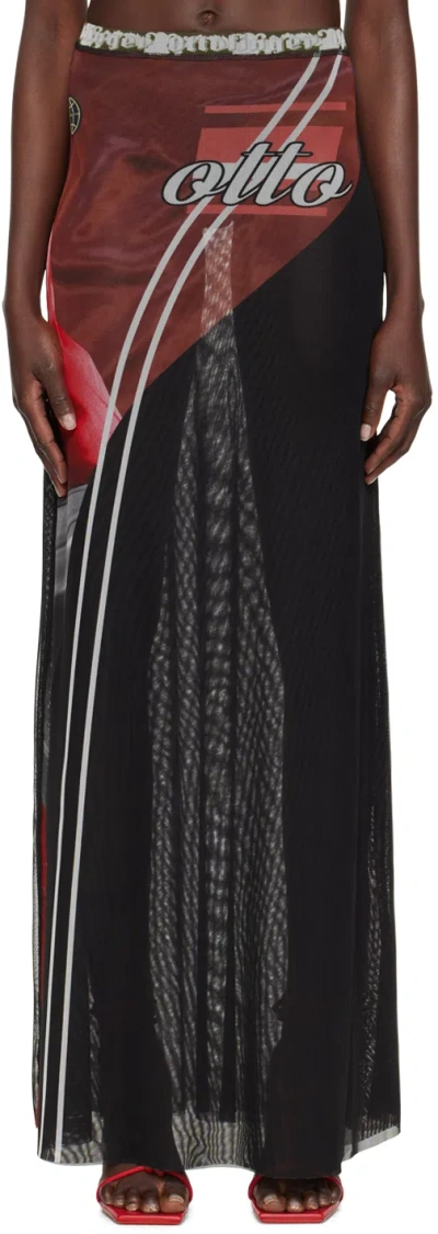 Shop Ottolinger Red Printed Maxi Skirt In Soccer Print