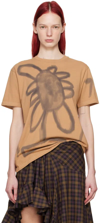 Shop Collina Strada Brown Painted T-shirt In Bread Brown