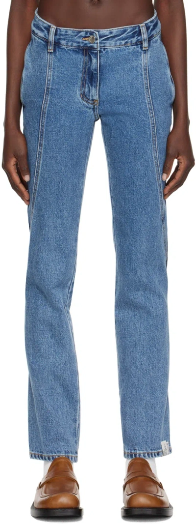 Shop Ader Error Blue Curved Seam Jeans
