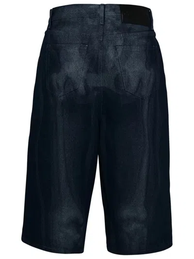 Shop Off-white Blue Cotton Bermuda Shorts