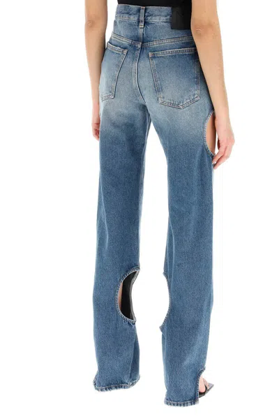 Shop Off-white Meteor Cut-out Jeans In Blue