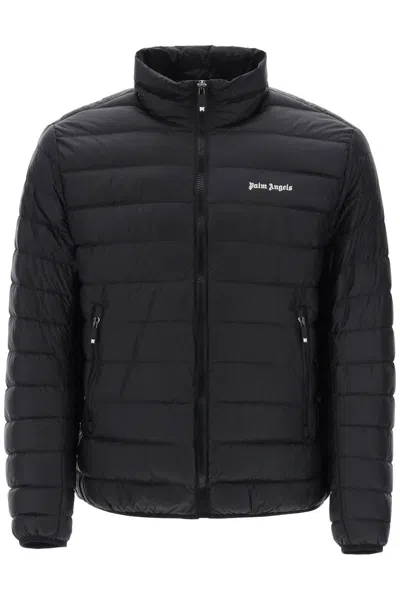Shop Palm Angels Lightweight Down Jacket With Embroidered Logo In Black