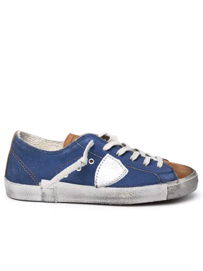 Shop Philippe Model Blue Leather Sneakers