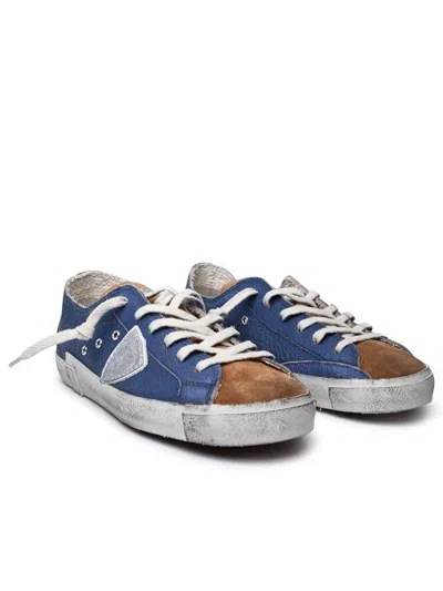 Shop Philippe Model Blue Leather Sneakers