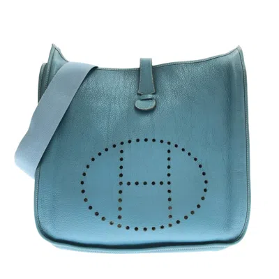 Shop Hermes Evelyne Leather Shoulder Bag () In Blue