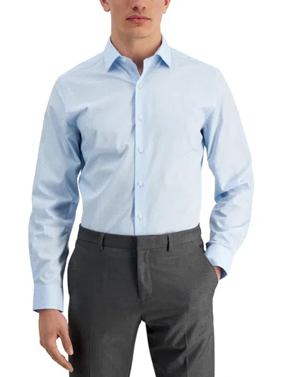 Shop Bar Iii Mens Long Sleeve Printed Button-down Shirt In Blue