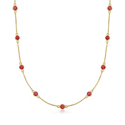 Ross-simons Ruby Station Necklace In 18kt Gold Over Sterling In Multi