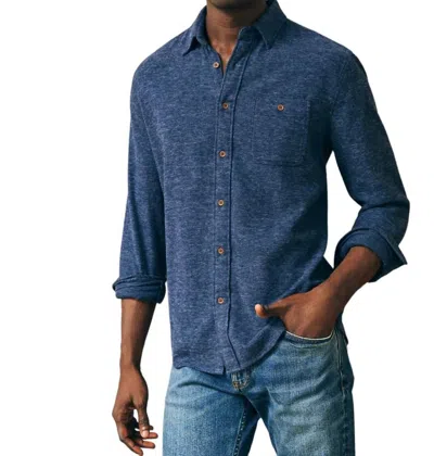 Shop Faherty Super Brushed Flannel Shirt In Navy In Blue