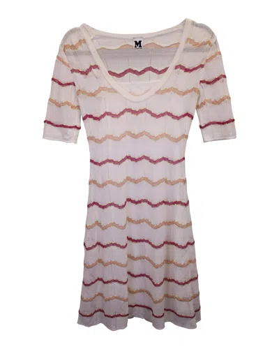 Shop M Missoni Wave Stripe Dress In White Viscose