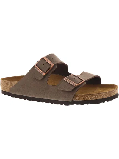 Shop Birkenstock Arizona Mens Leather Flat Footbed Sandals In Brown