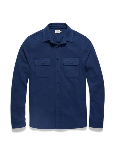Shop Faherty Legend Sweater Shirt In Navy Twill In Multi