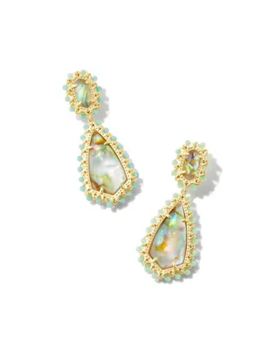 Shop Kendra Scott Camry Beaded Statement Earrings In Gold Iridescent Mix In Multi