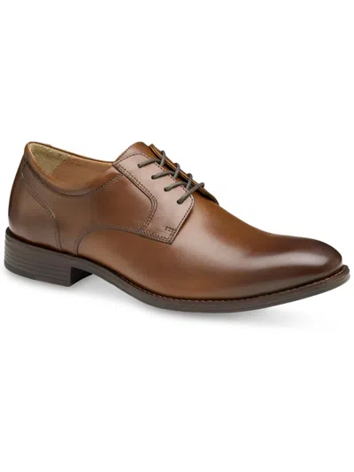 Shop Johnston & Murphy Lewis Mens Leather Plain Toe Oxfords In Brown