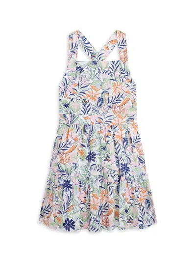 Shop Polo Ralph Lauren Little Girl's & Girl's Tropical Print Linen-cotton Dress In Sea Creature Tropical