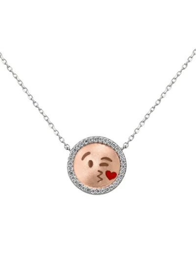 Shop Jacob & Co. Women's Emoji Two-tone 18k Gold & 0.16tcw Diamond Necklace In Rose And White