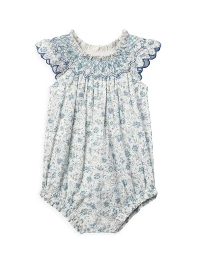 Shop Baybala Baby Girl's & Little Girl's Daisy Floral Cotton Bubble Romper In Blue Floral