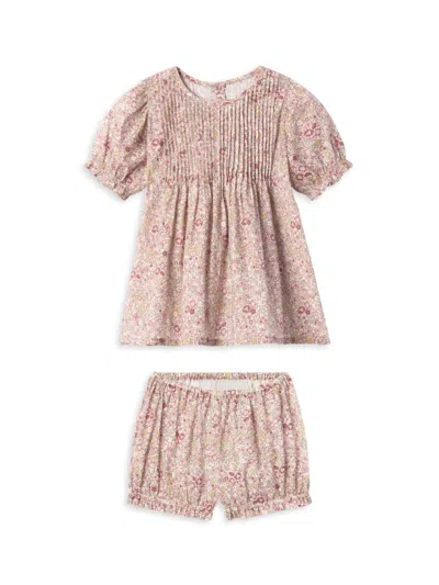 Shop Baybala Baby Girl's & Little Girl's Lottie Floral Cotton Top & Shorts Set In Rose Bud