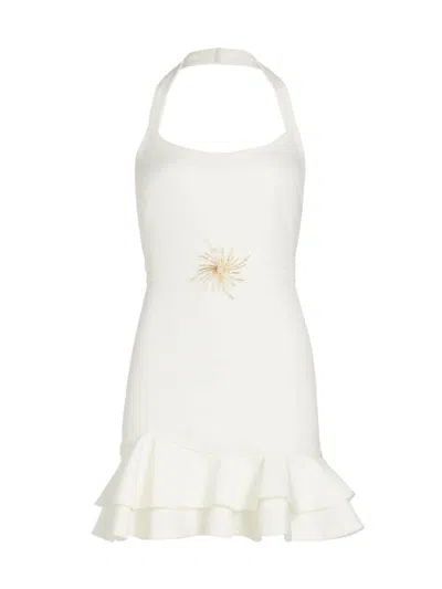 Shop Patbo Women's Soleil Beaded Halter Minidress In White