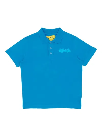 Shop Off-white Little Boy's & Boy's Bubble Logo Polo Shirt In Blue