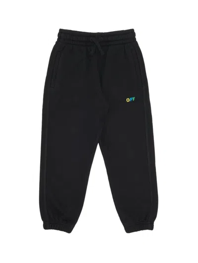 Shop Off-white Little Kid's & Kid's Logo Diagonal Sweatpants In Black Multi