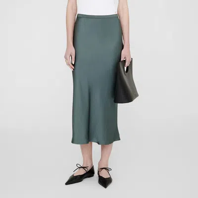 Shop Anine Bing Bar Silk Skirt In Green