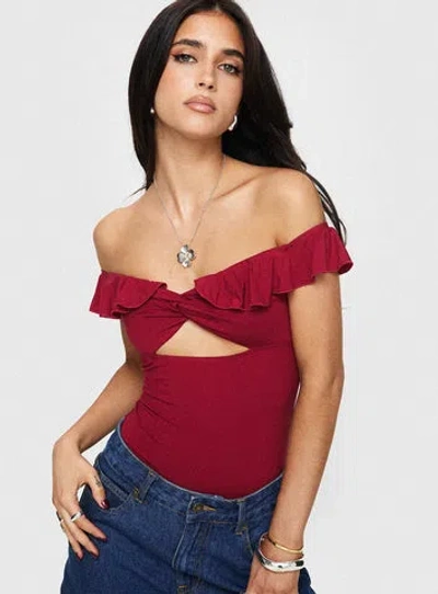 Shop Princess Polly Be Careful Off The Shoulder Bodysuit In Red
