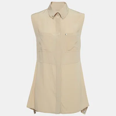 Pre-owned Burberry Beige Silk Buttoned A-line Sleeveless Shirt Blouse S
