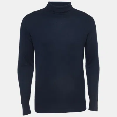 Pre-owned Loro Piana Navy Blue Baby Cashmere Turtle Neck Sweater L