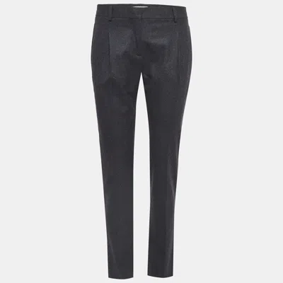 Pre-owned Valentino Charcoal Grey Wool Trousers S