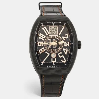 Pre-owned Franck Muller Black Carbon Alligator Vanguard Encrypto V45svdtbtc Men's Wristwatch 45 Mm