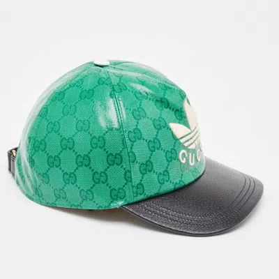 Pre-owned Gucci X Adidas Green Gg Supreme Coated Canvas Baseball Cap S