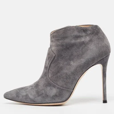 Pre-owned Gianvito Rossi Grey Suede Ankle Boots Size 37.5