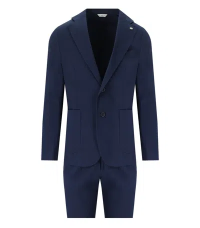 Shop Manuel Ritz Blue Single-breasted Suit In Blau