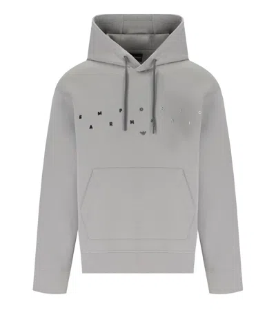 Shop Emporio Armani Puffy Grey Hoodie In Grau