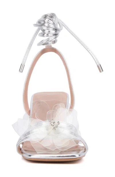 Fashion To Figure Blossom Ankle Tie Sandal In Silver