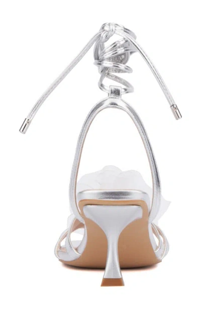 Fashion To Figure Blossom Ankle Tie Sandal In Silver