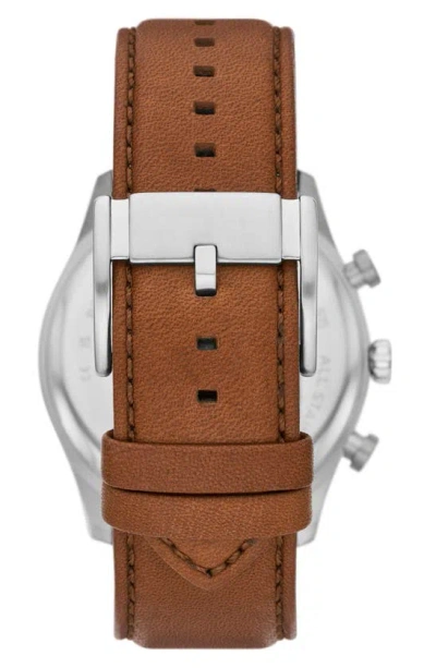 Shop Fossil Sullivan Three-hand Quartz Faux Leather Strap Watch, 44mm In Silver
