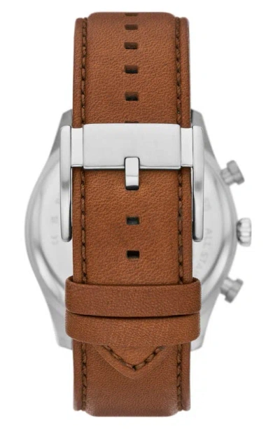 Fossil Sullivan Three-hand Quartz Faux Leather Strap Watch, 44mm In Silver