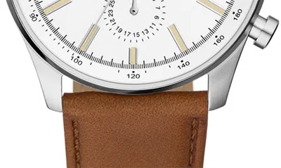 Shop Fossil Sullivan Three-hand Quartz Faux Leather Strap Watch, 44mm In Silver