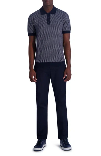 Shop Karl Lagerfeld Paris Cotton Knit Polo Sweater In Navy