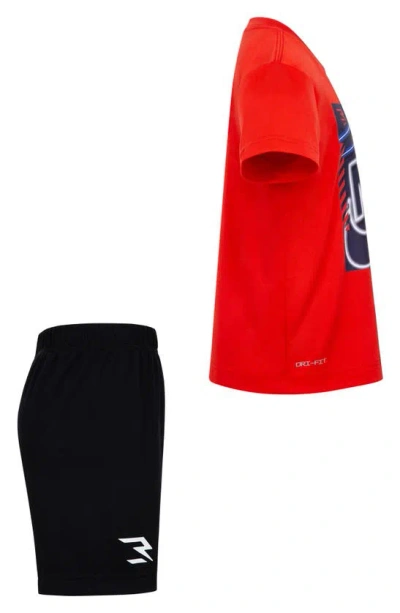 Shop 3 Brand Kids' Go Time Short Sleeve Shirt & Mesh Shorts Set In University Red