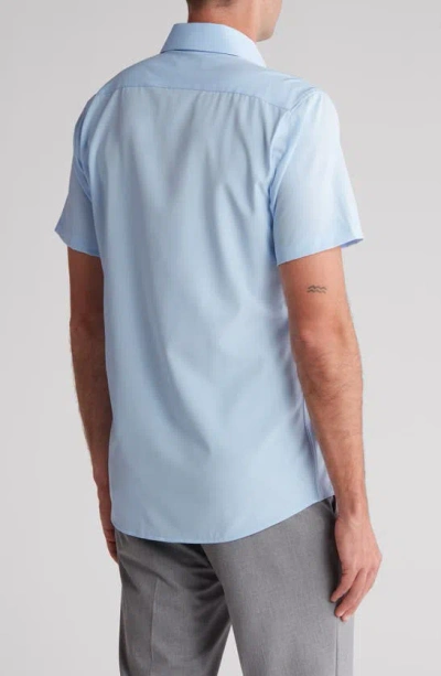 Tom Baine Slim Fit Performance Short Sleeve Button-up Shirt In Light Blue
