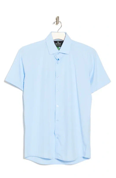 Tom Baine Slim Fit Performance Short Sleeve Button-up Shirt In Light Blue