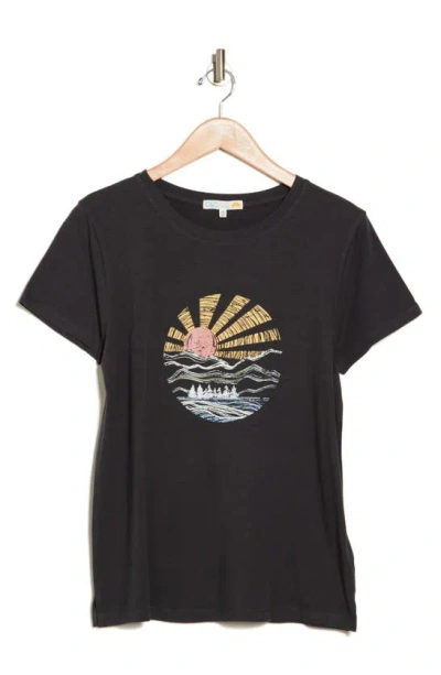 Shop C&c California C & C California Julia Everyday Graphic T-shirt In Black Sand Lake Sunrise