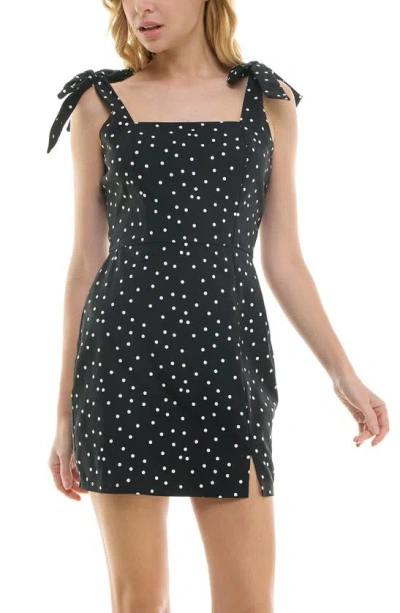 Shop Row A Dot Tie Strap Dress In Black White Dot