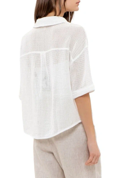 Shop Blu Pepper Mesh Knit Sheer Button Front Top In White